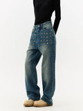 BADMUSE Heavy Rivet Wide-Leg Jeans
