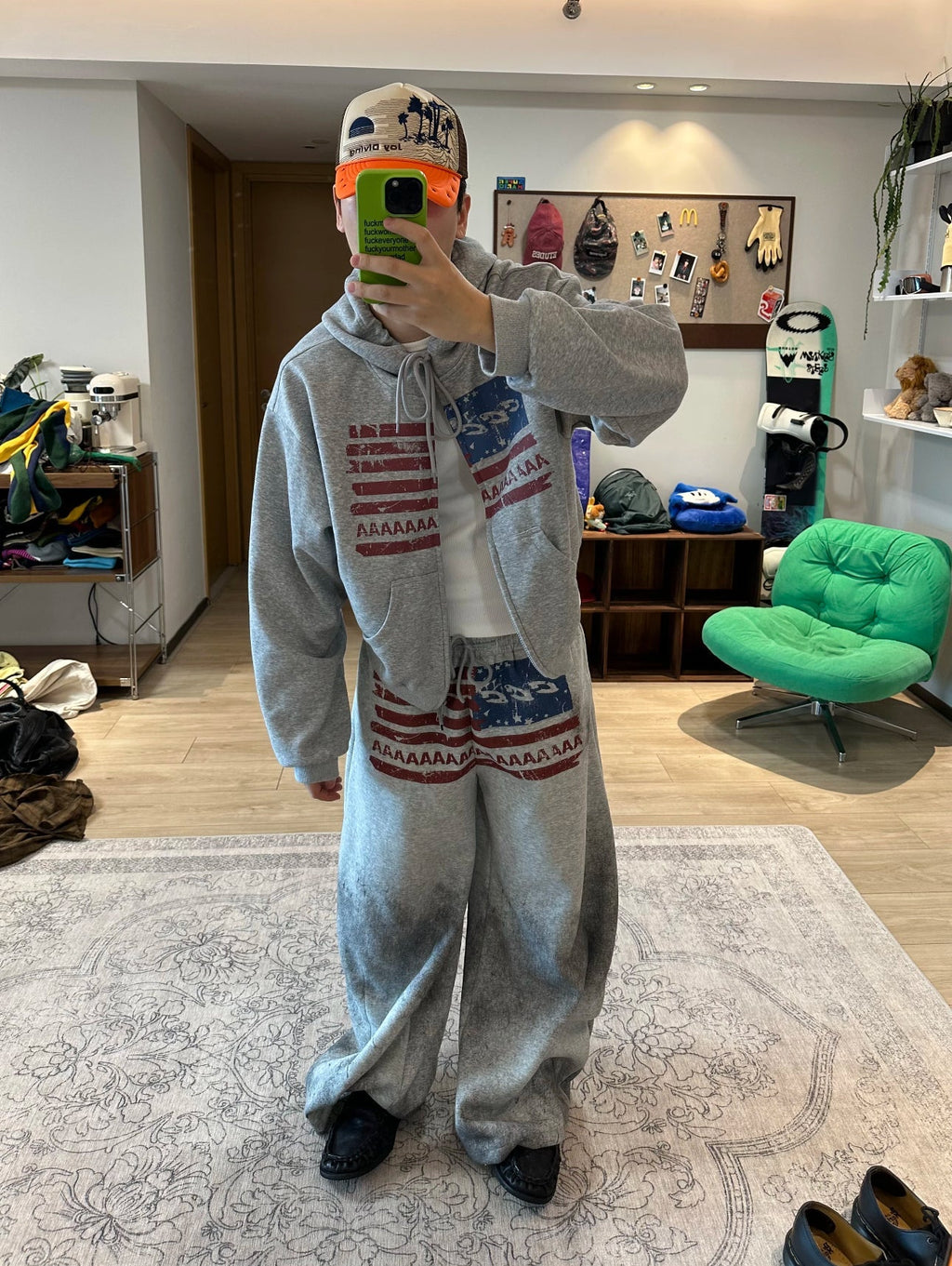 BADMUSE American Letter Flag Print Zip-Up