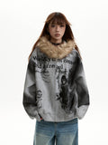 Fur Collar Hooded Zip-Up