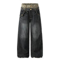 BADMUSE Leopard Double-Waist Jeans