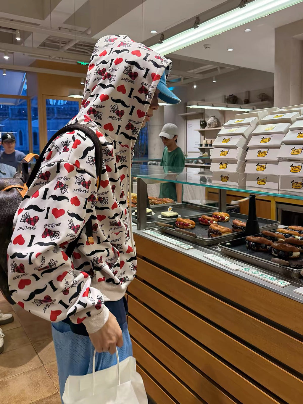 BADMUSE “I LOVE” Heart Print Zip-Up Hoodie