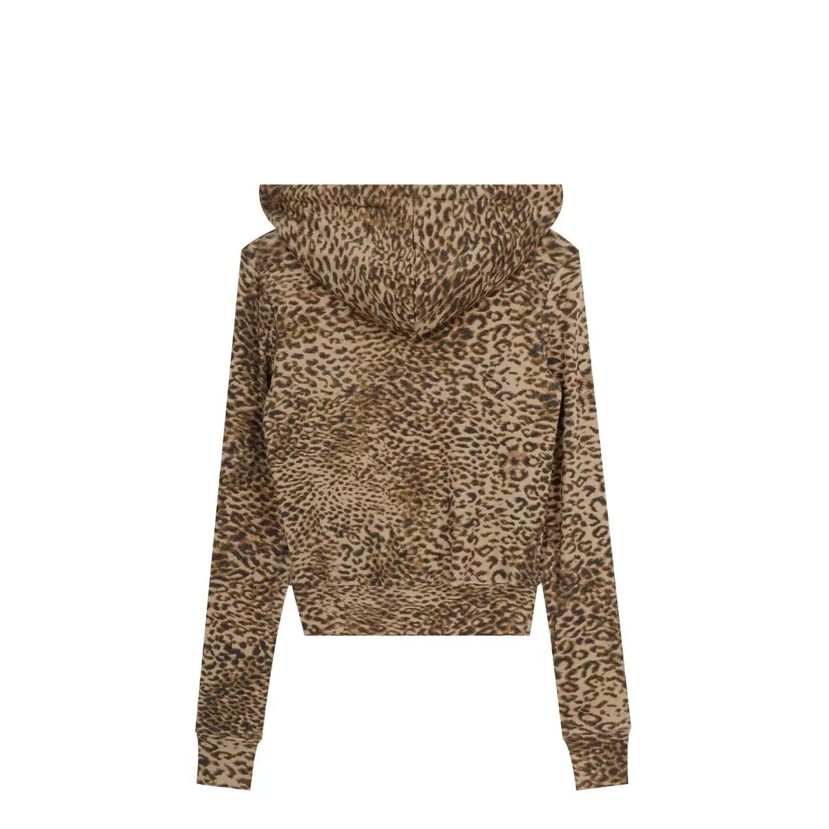 BADMUSE Leopard Cropped Zip-Up Hoodie