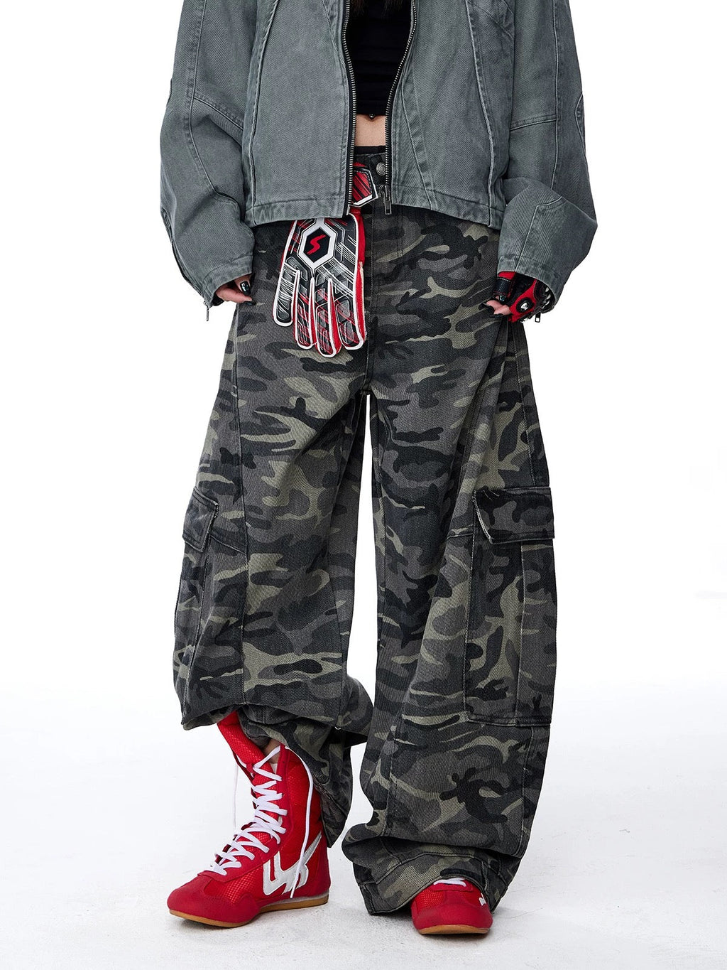 Camouflage Wide-Leg Pants