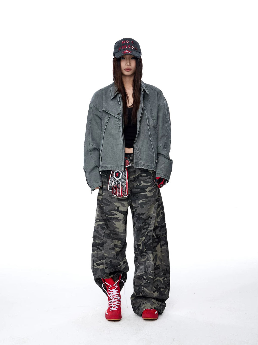 Camouflage Wide-Leg Pants