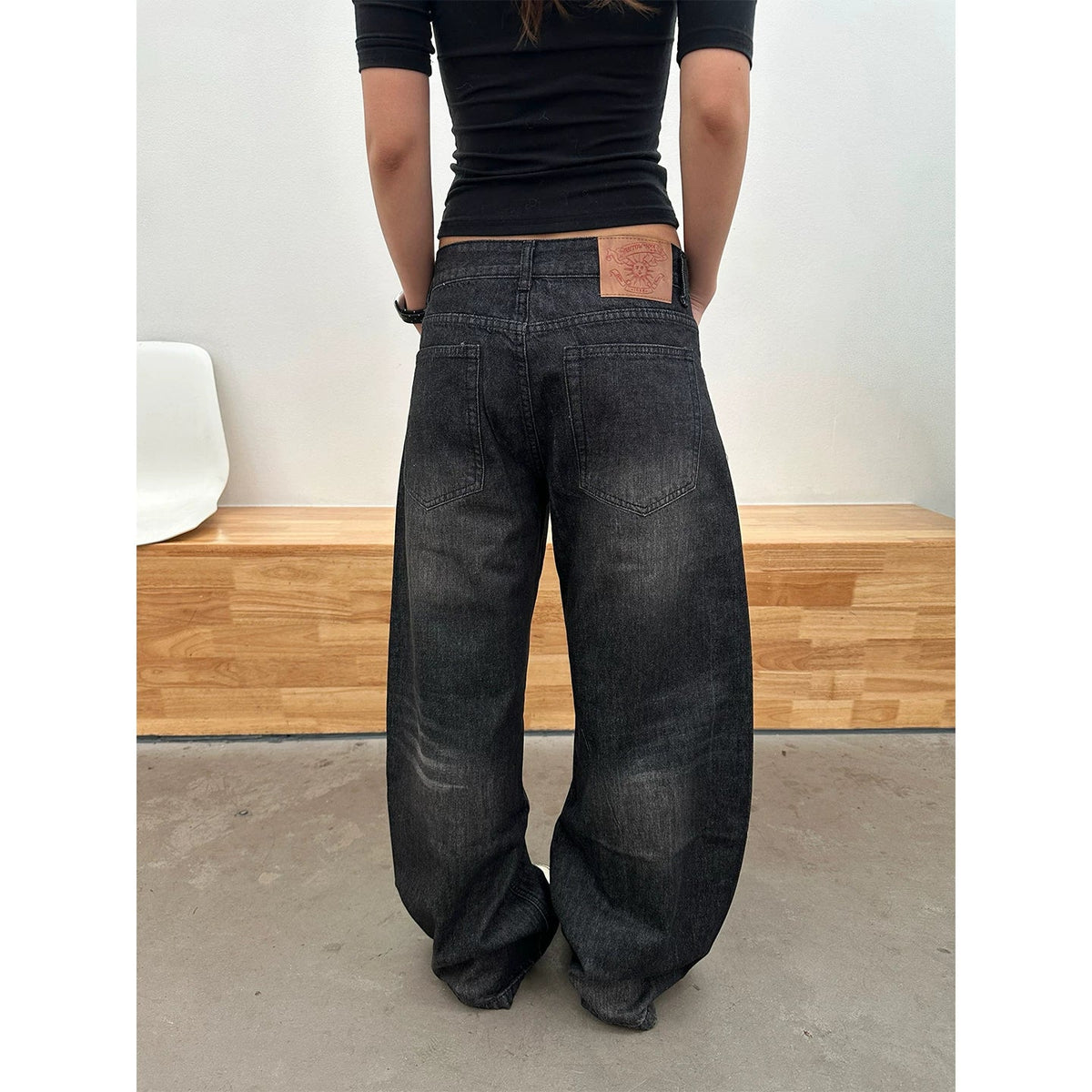 BADMUSE American Style Beaded Straight Leg Jeans