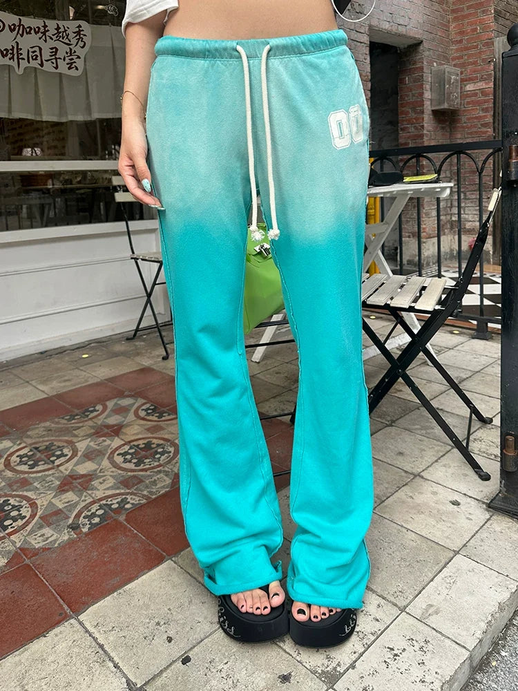 BADMUSE  Digital Print Flare Sweaterpants