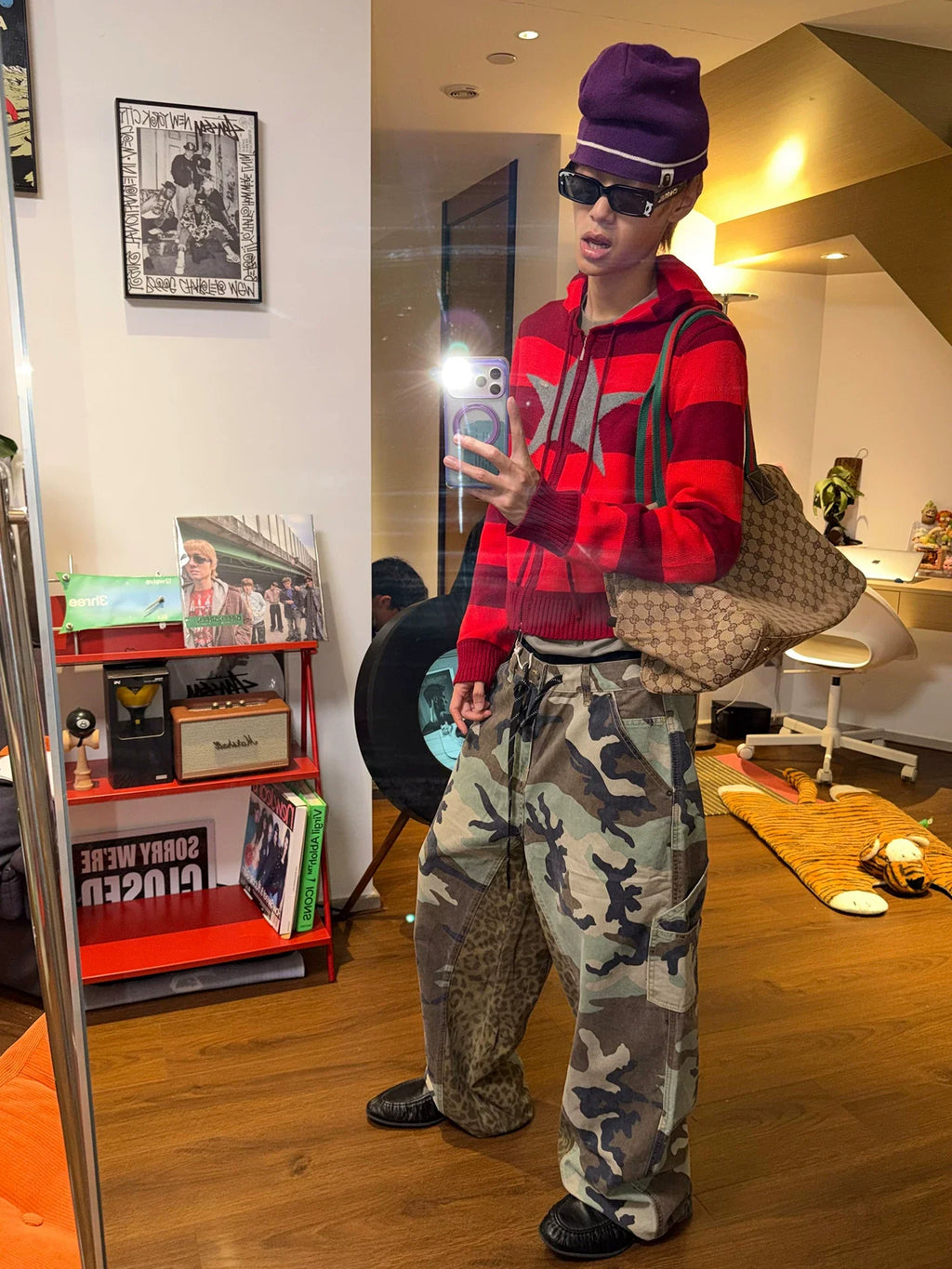 BADMUSE Leopard Patchwork Camo Pants