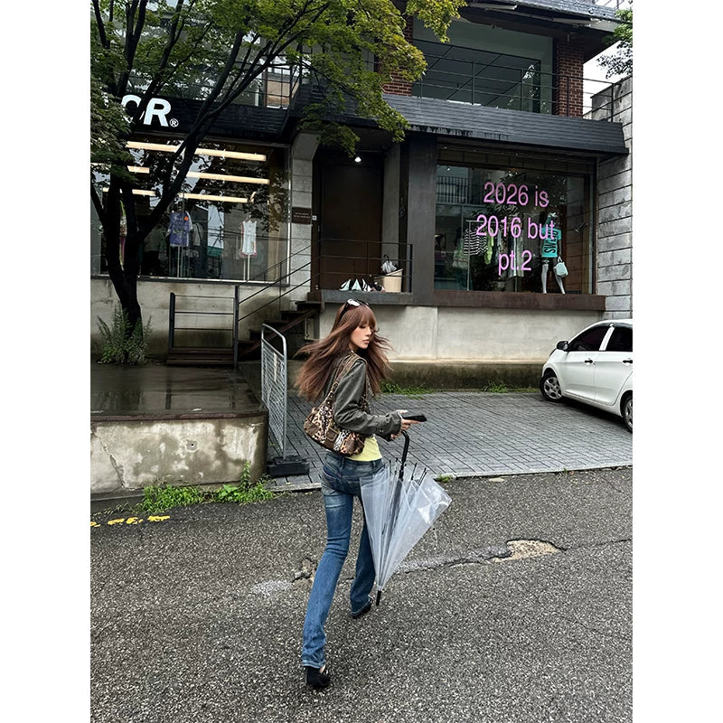 BADMUSE Washed Straight-Leg Denim Jeans