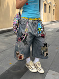 BADMUSE Washed Distressed Denim Shorts