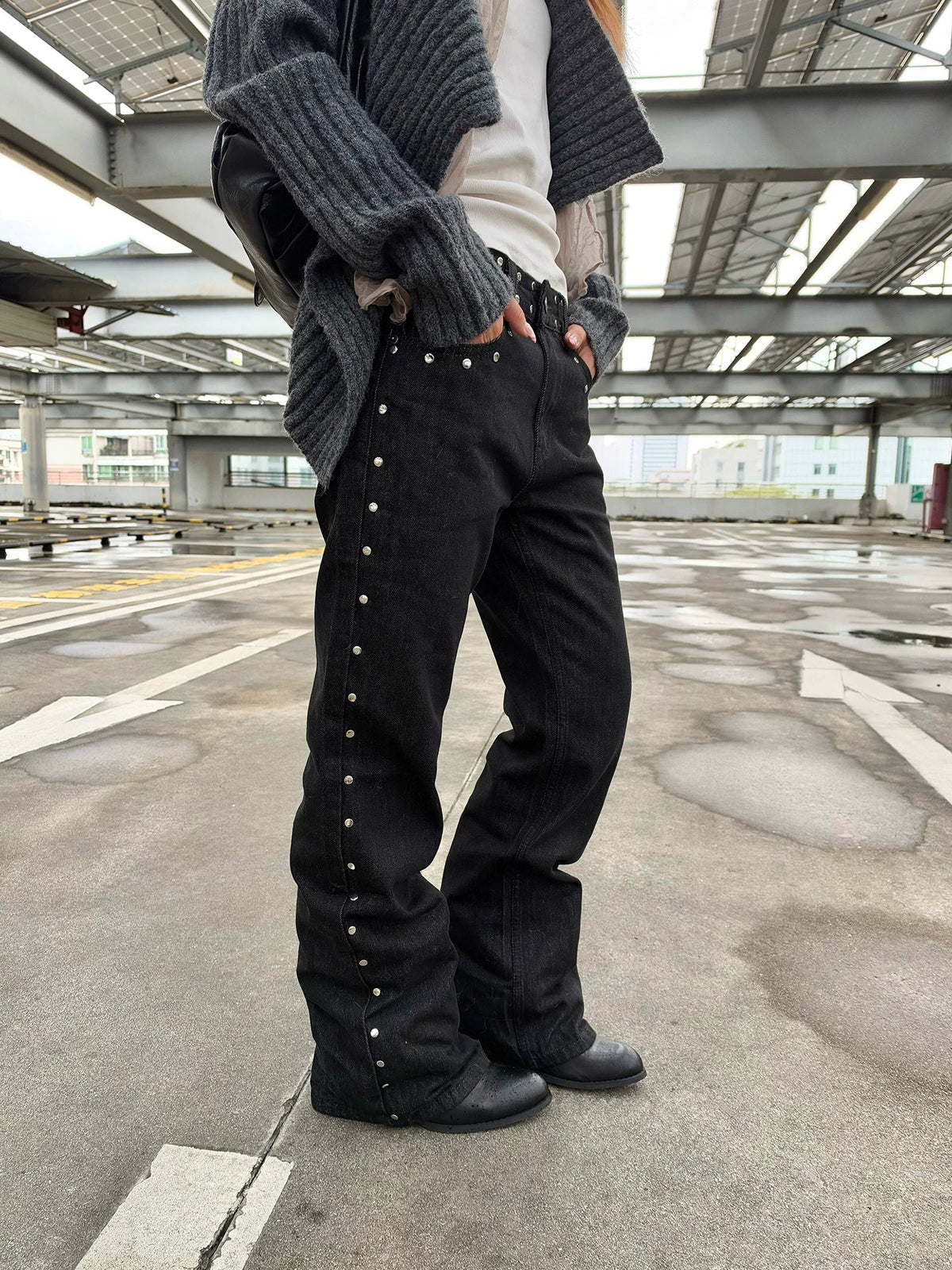 BADMUSE Leopard Star Embroidered Jeans