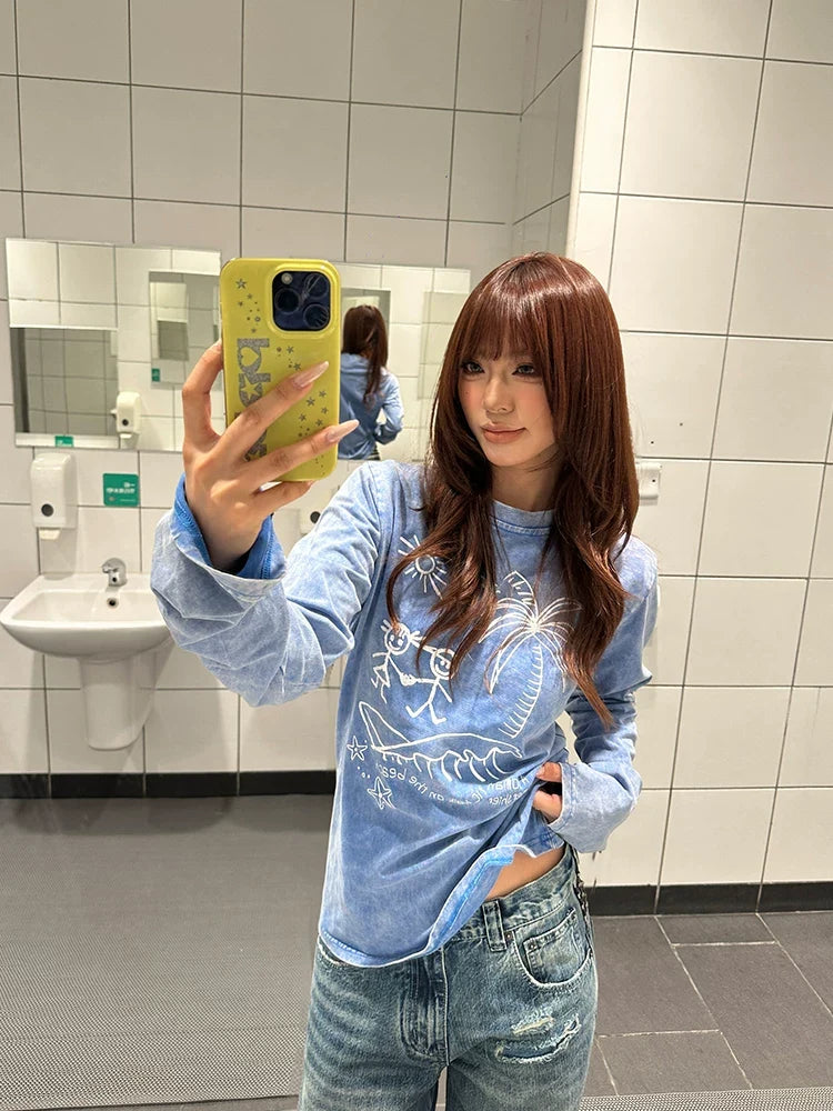 BADMUSE Washed Vintage Long-Sleeve Tee