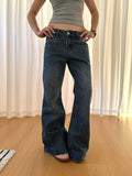 BADMUSE Vintage Rivet Rhinestone Flared Jeans