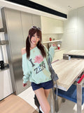 BADMUSE Off-Shoulder Printed Sweatshirt