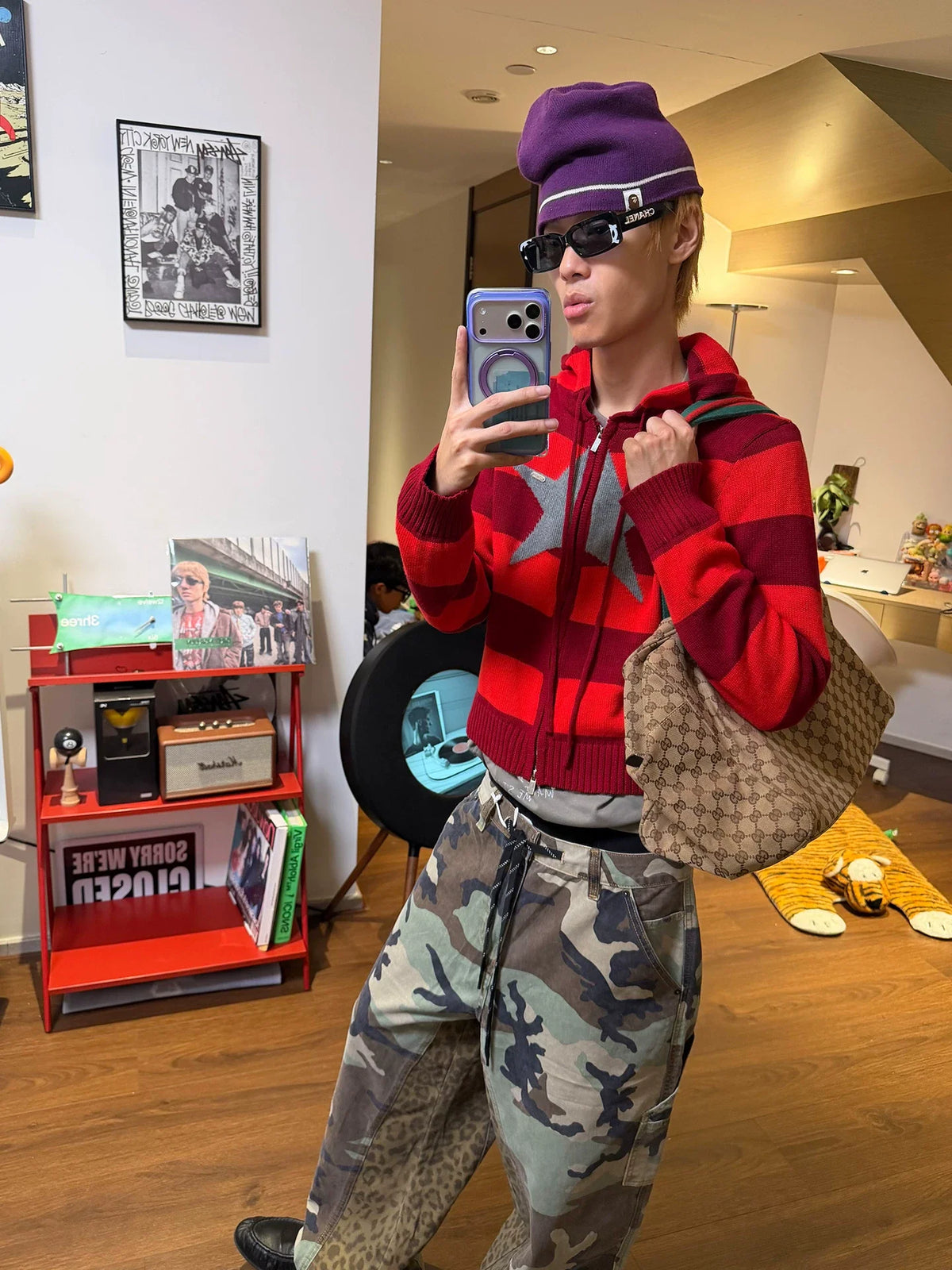 BADMUSE Leopard Patchwork Camo Pants