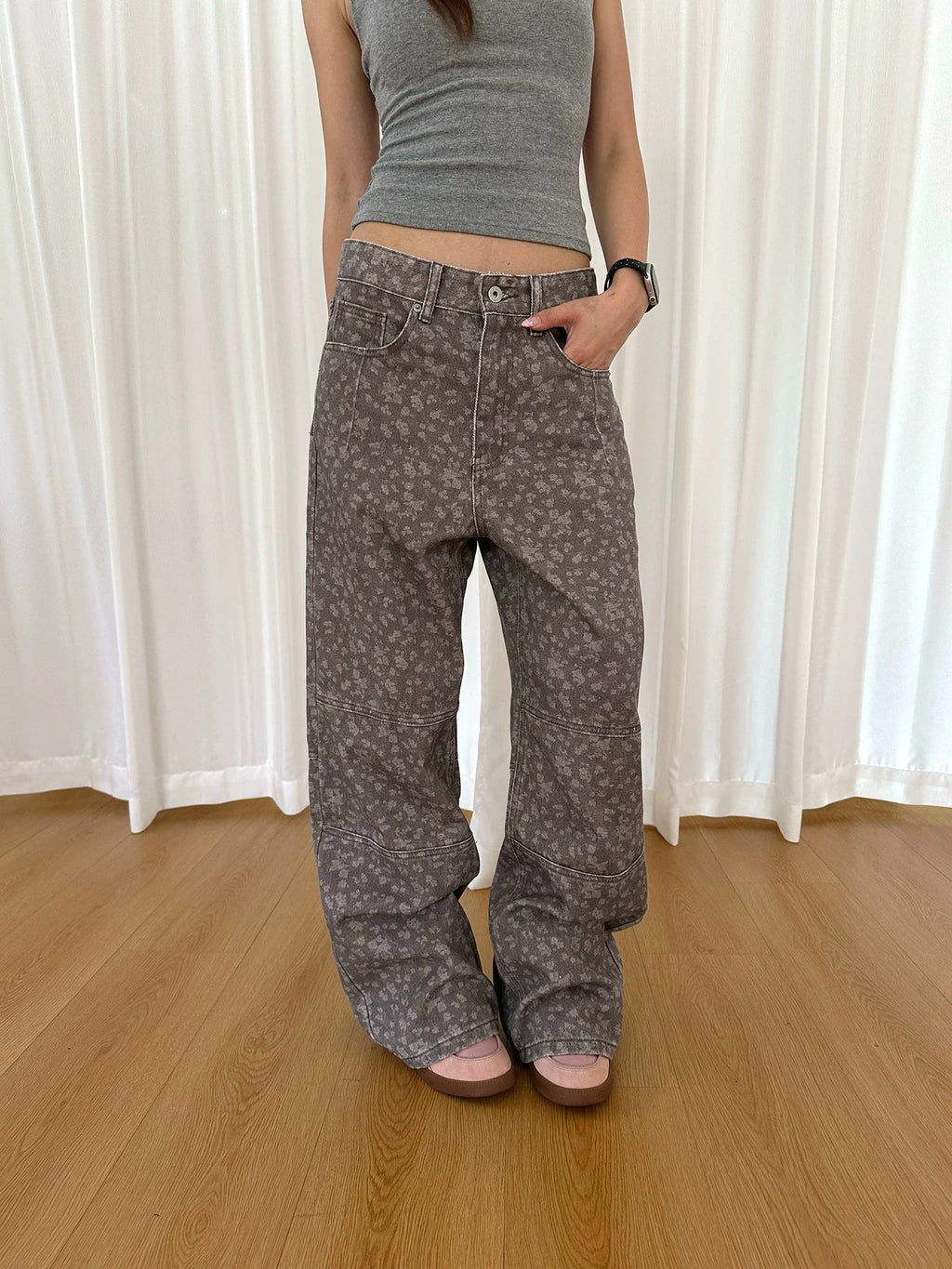 BADMUSE Print Straight Casual Pants
