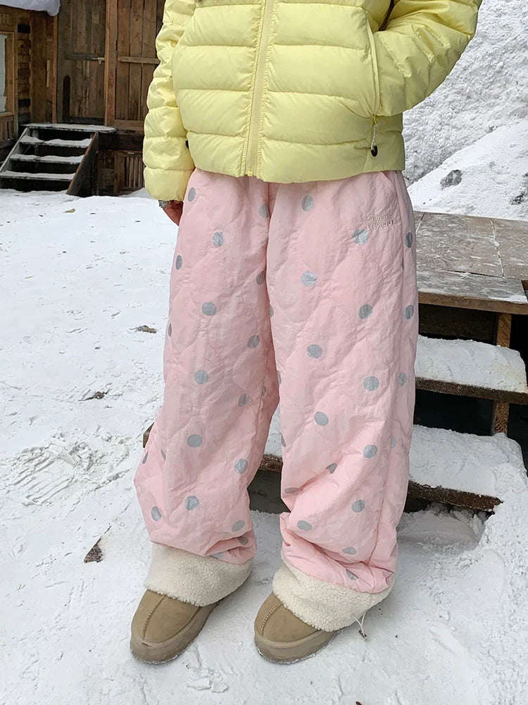 BADMUSE Polka Dot Quilted Fleece Pants
