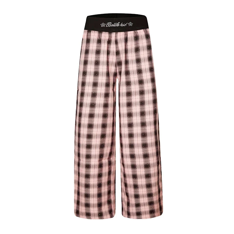 BADMUSE Sparkle Plaid Wide-Leg Pants