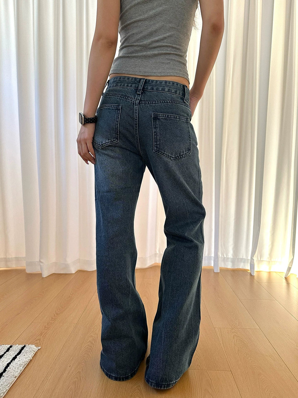 BADMUSE Vintage Rivet Rhinestone Flared Jeans
