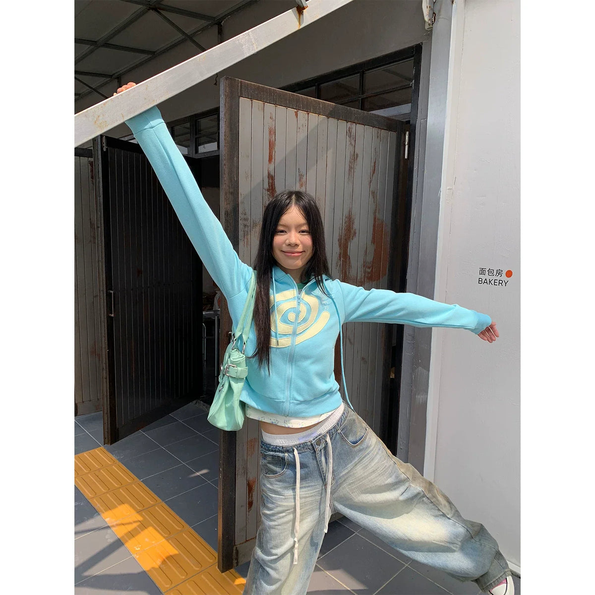 BADMUSE Swirl Patchwork Zip Hoodie
