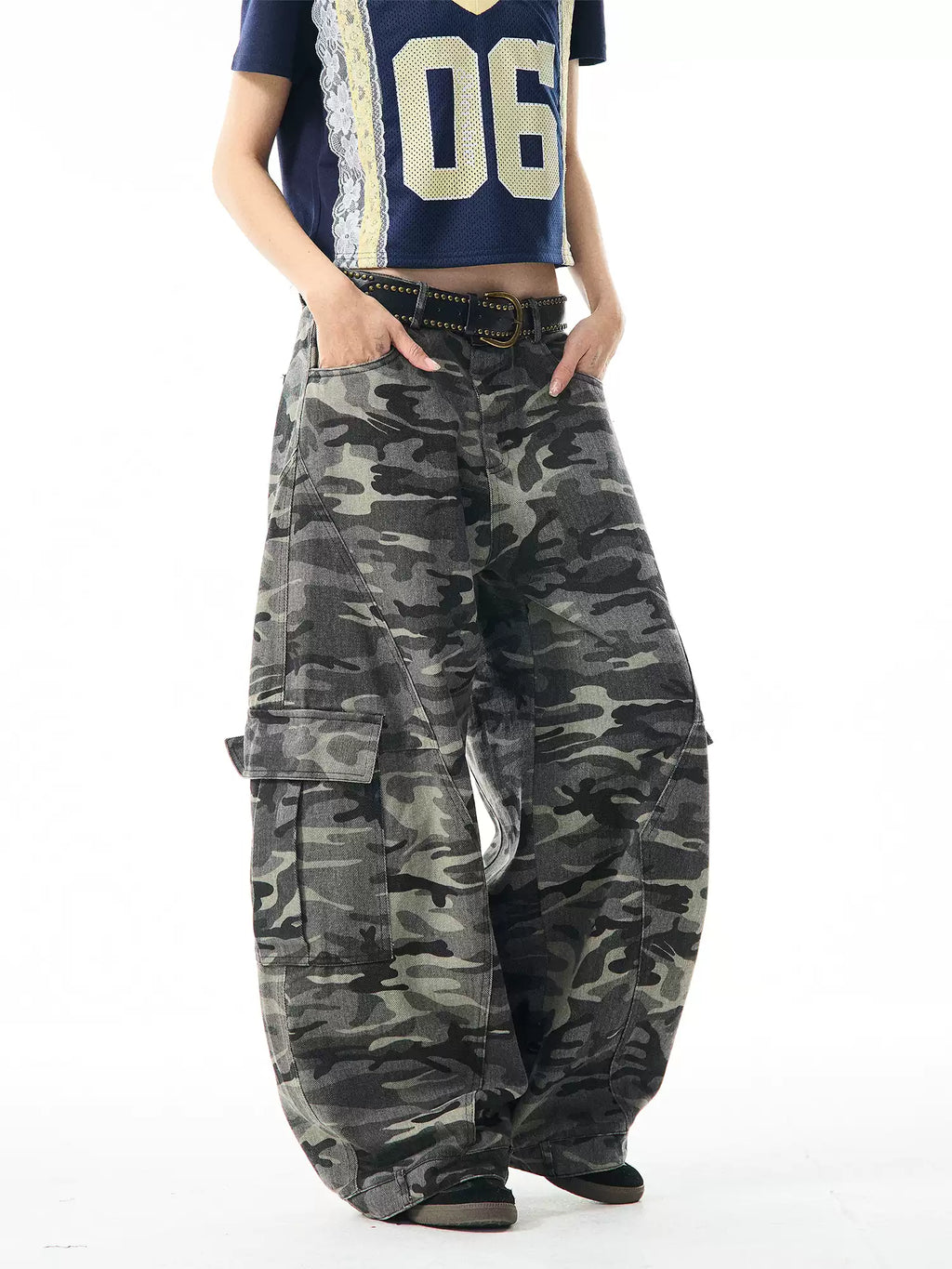 Camouflage Wide-Leg Pants