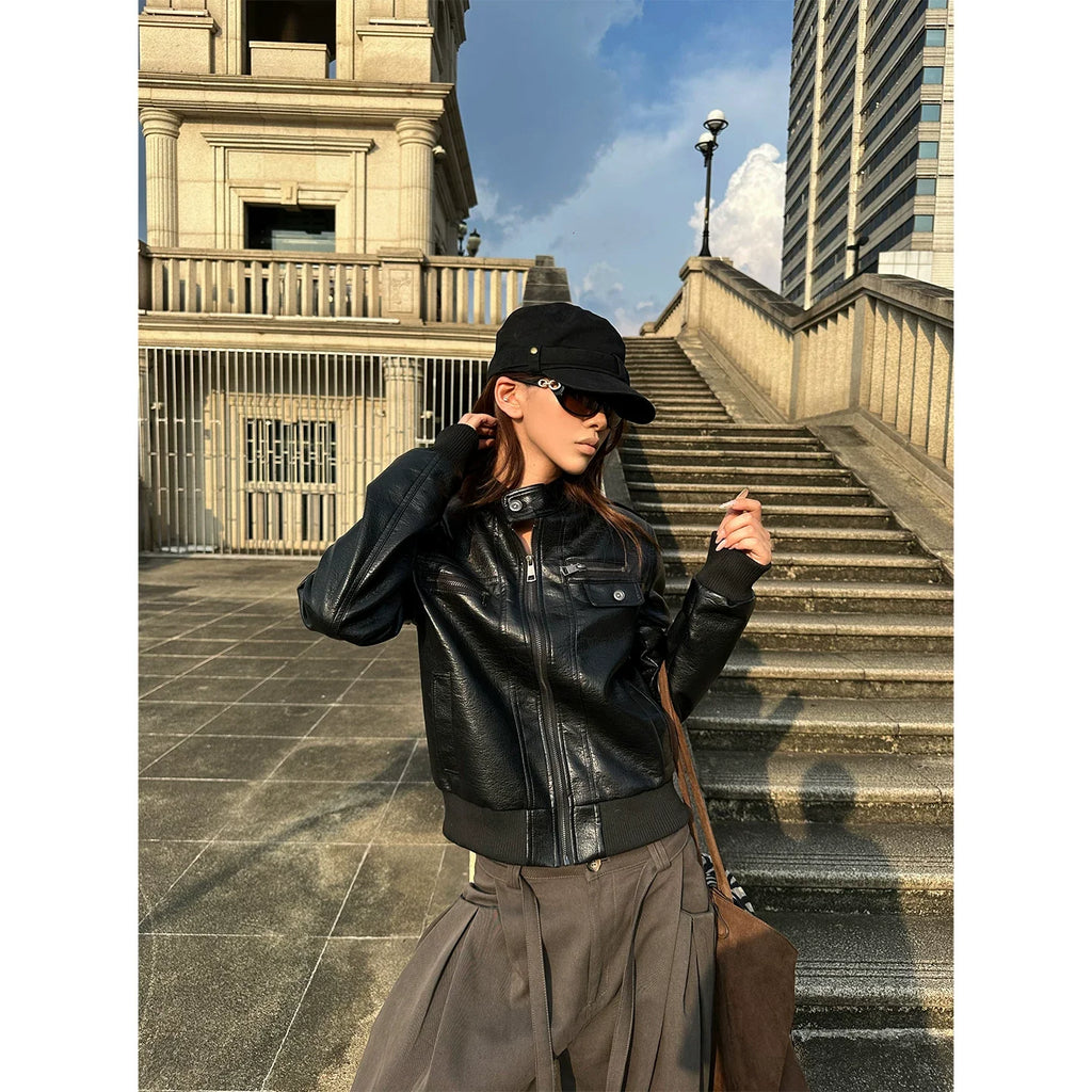 BADMUSE Retro  Leather Jacket