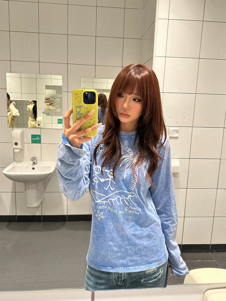 BADMUSE Washed Vintage Long-Sleeve Tee