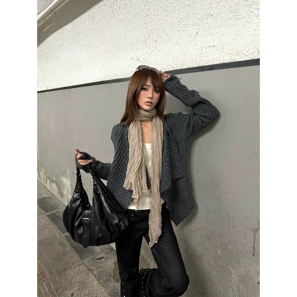 BADMUSE Vintage Lapel Knit Cardigan