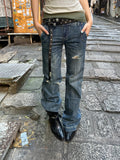 BADMUSE Washed Distressed Straight Leg Jeans