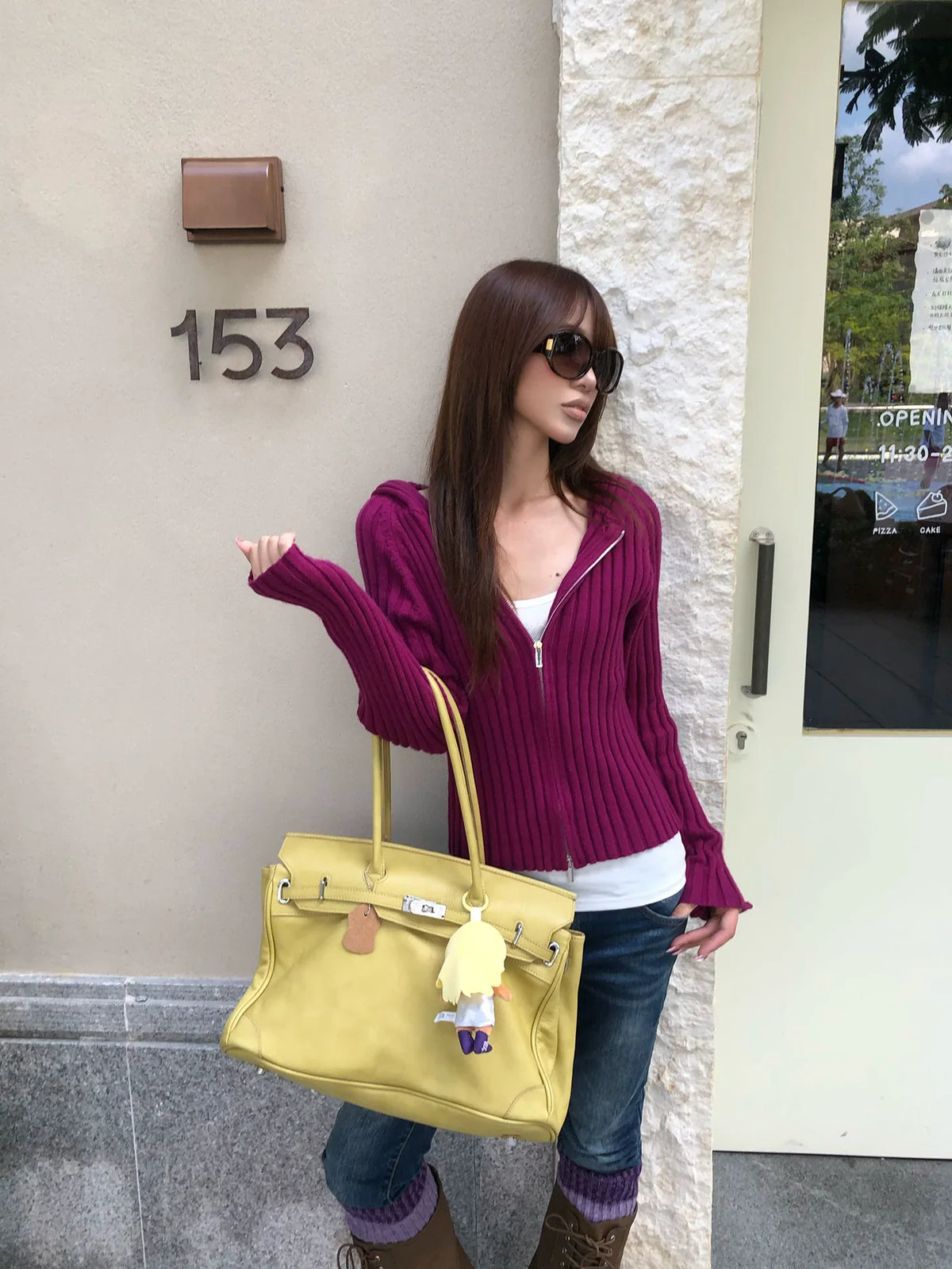 BADMUSE Striped Double-Zip Knit Hoodie