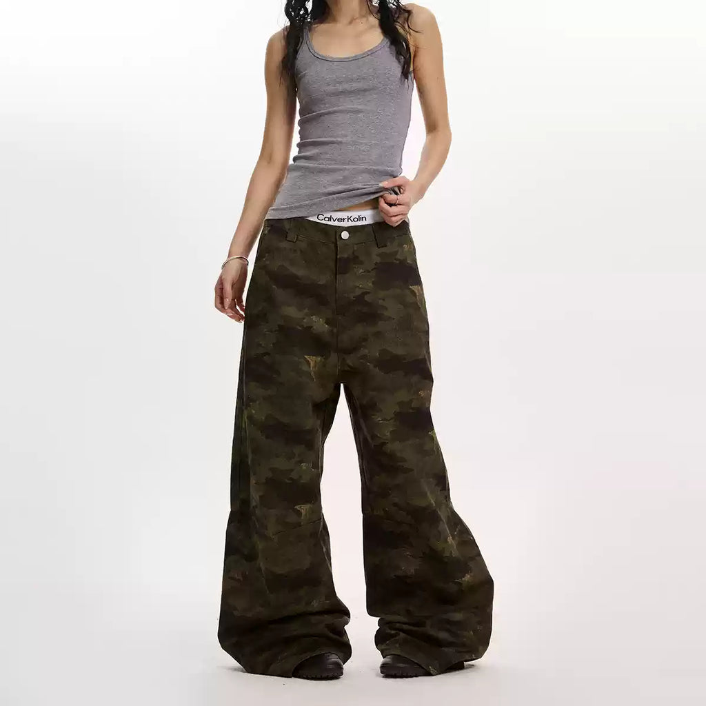 Camouflage Loose Split Ripped