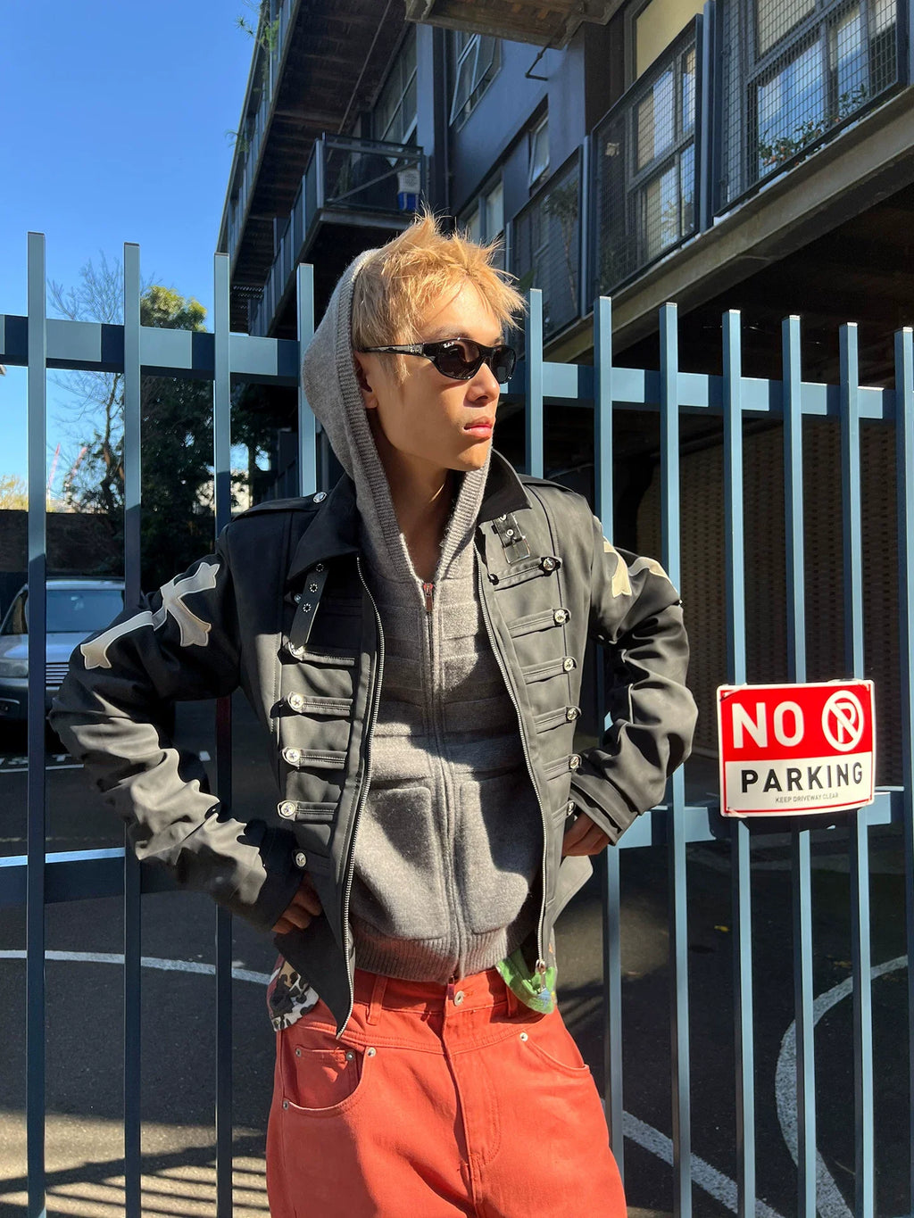 BADMUSE Cross Napoleon Leather Jacket