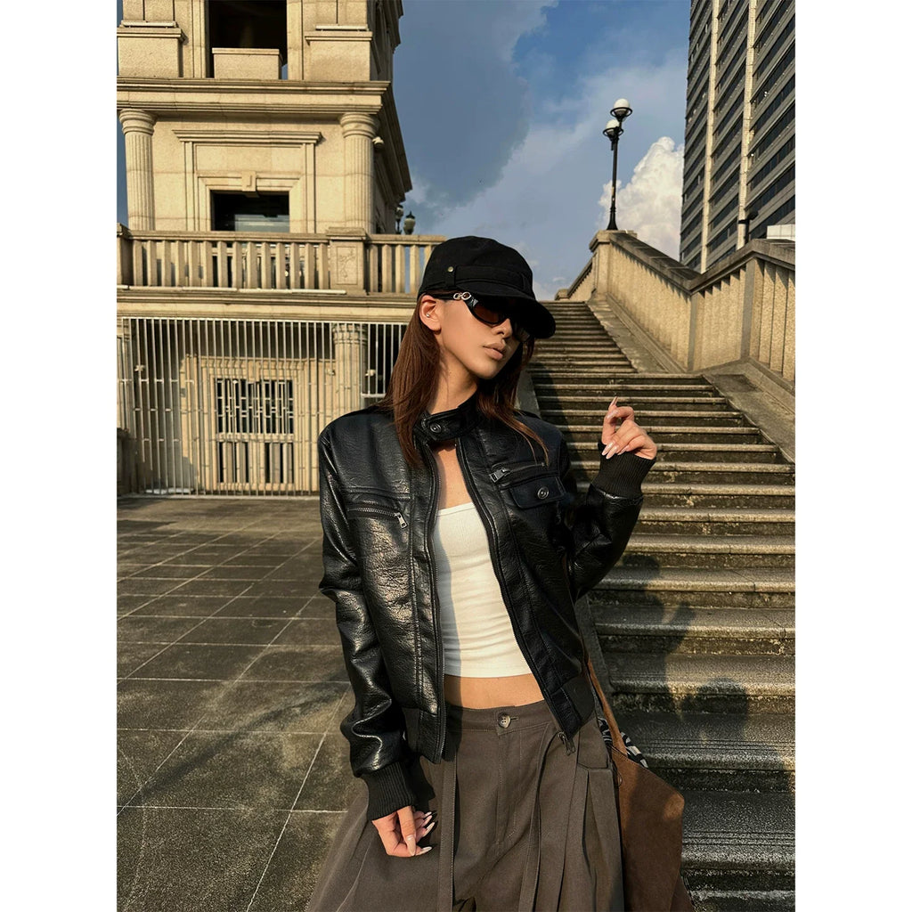 BADMUSE Retro  Leather Jacket