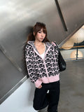 BADMUSE Skull Jacquard Hooded Knit Cardigan