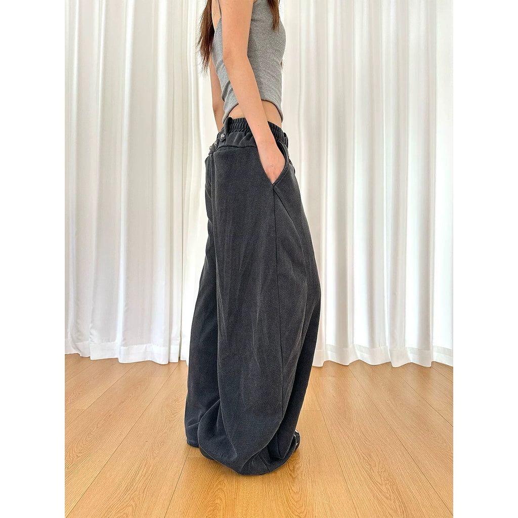 BADMUSE Beaded Curved Wide-Leg Sweatpants