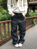 BADMUSE Musical Note Print Loose Straight Jeans