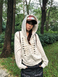 BADMUSE Floral Print Hooded Cardigan Jacket