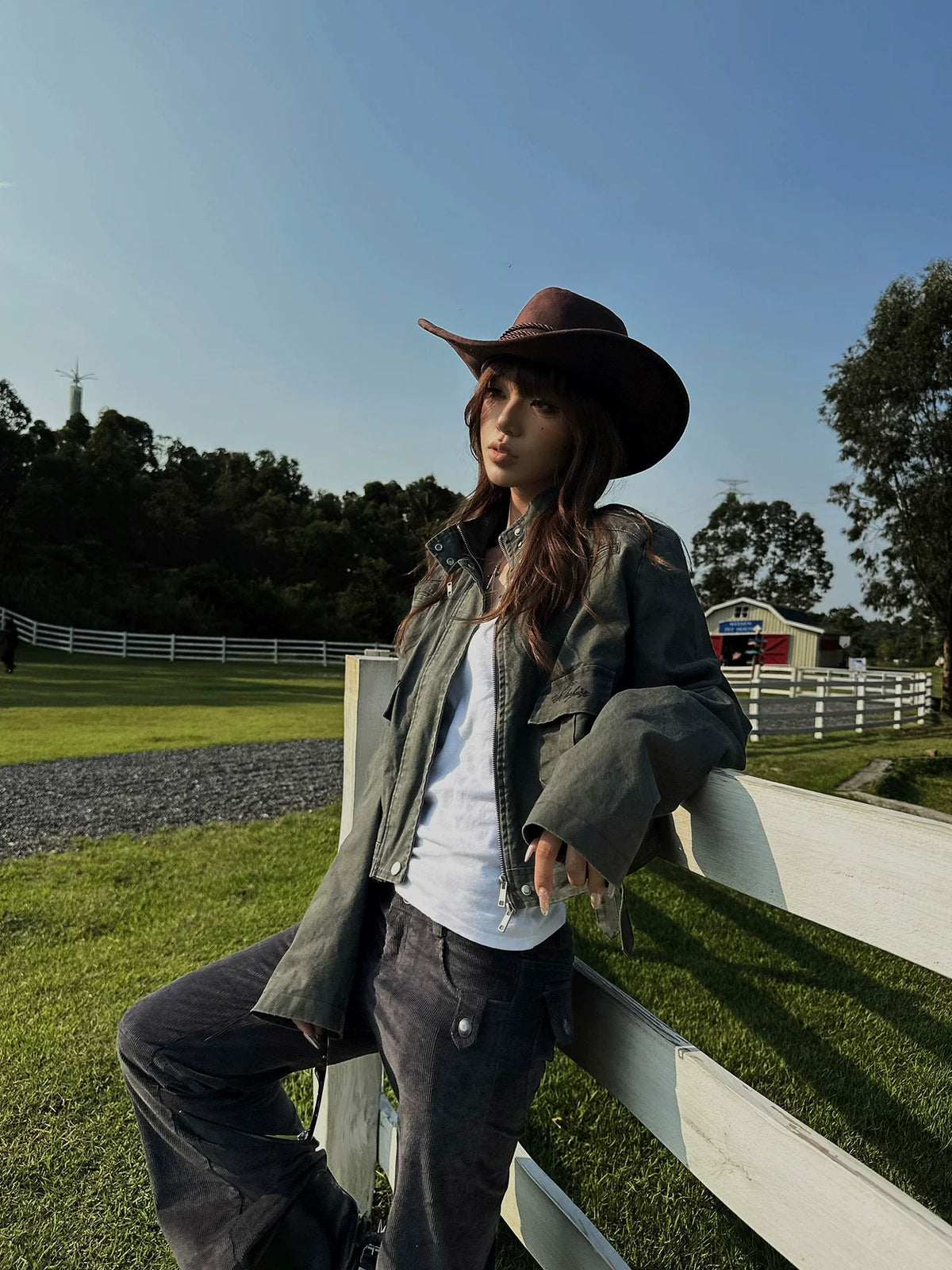 BADMUSE Stand Collar Workwear Short Jacket