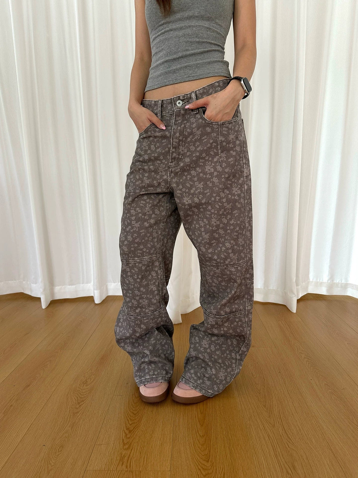 BADMUSE Print Straight Casual Pants