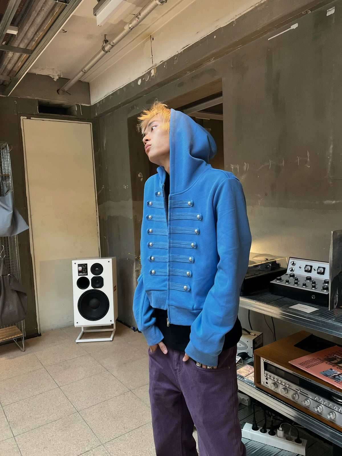 BADMUSE Vintage Napoleon Hooded Cardigan Zip-Up Hoodie