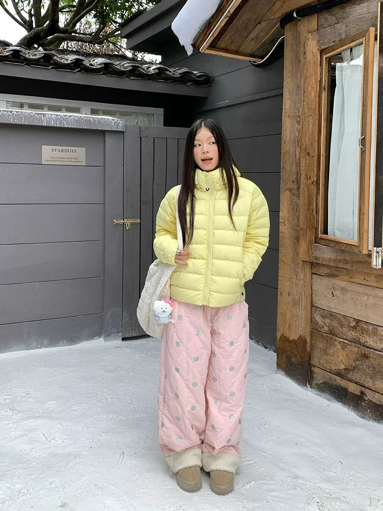 BADMUSE Polka Dot Quilted Fleece Pants