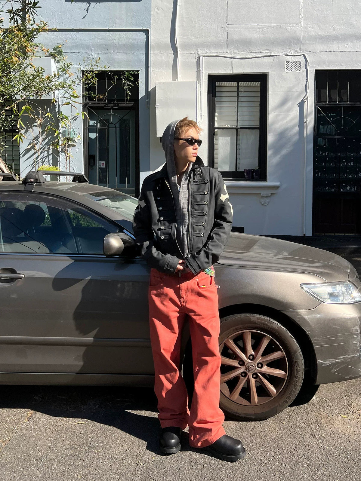 BADMUSE Cross Napoleon Leather Jacket