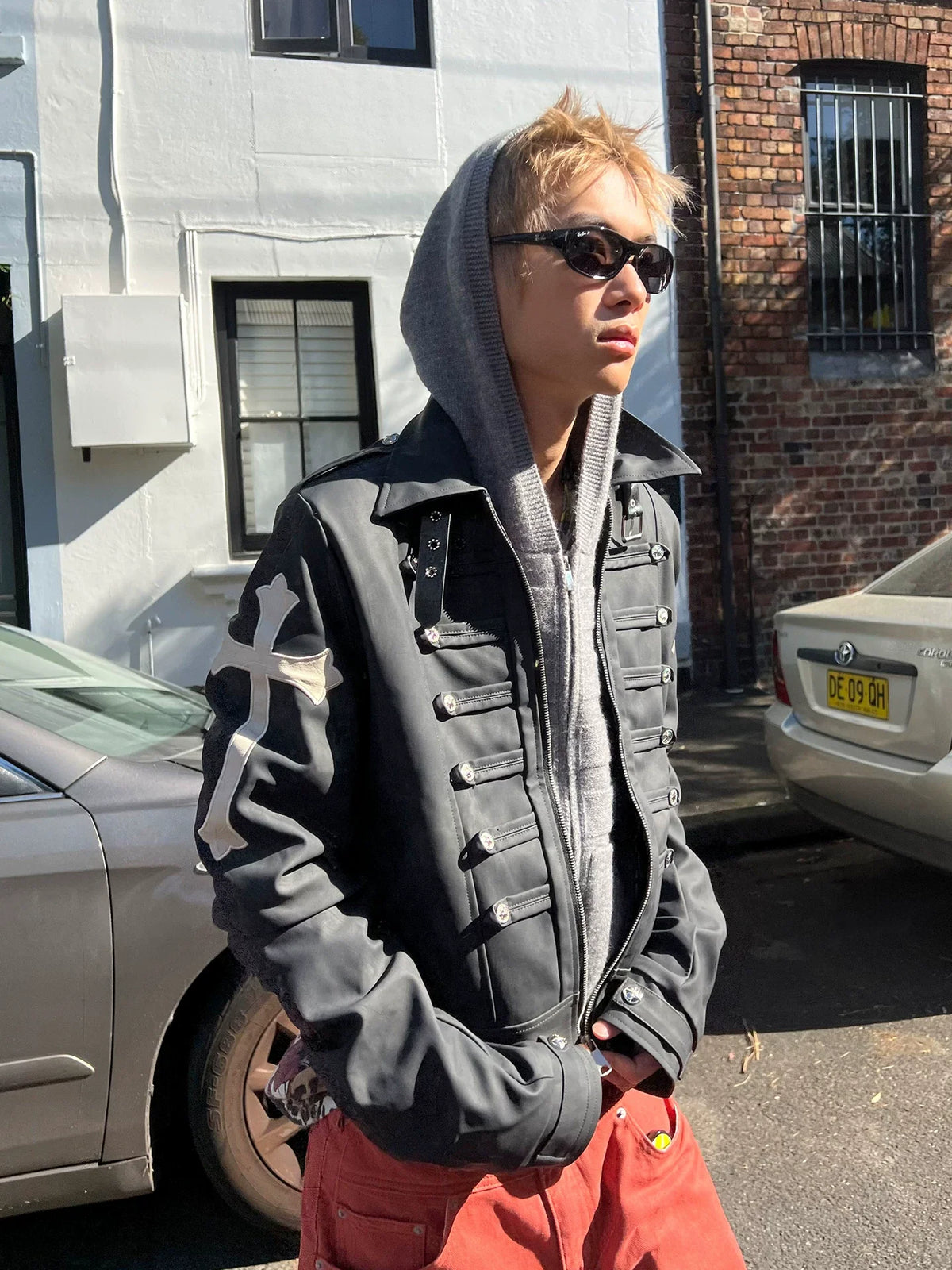 BADMUSE Cross Napoleon Leather Jacket