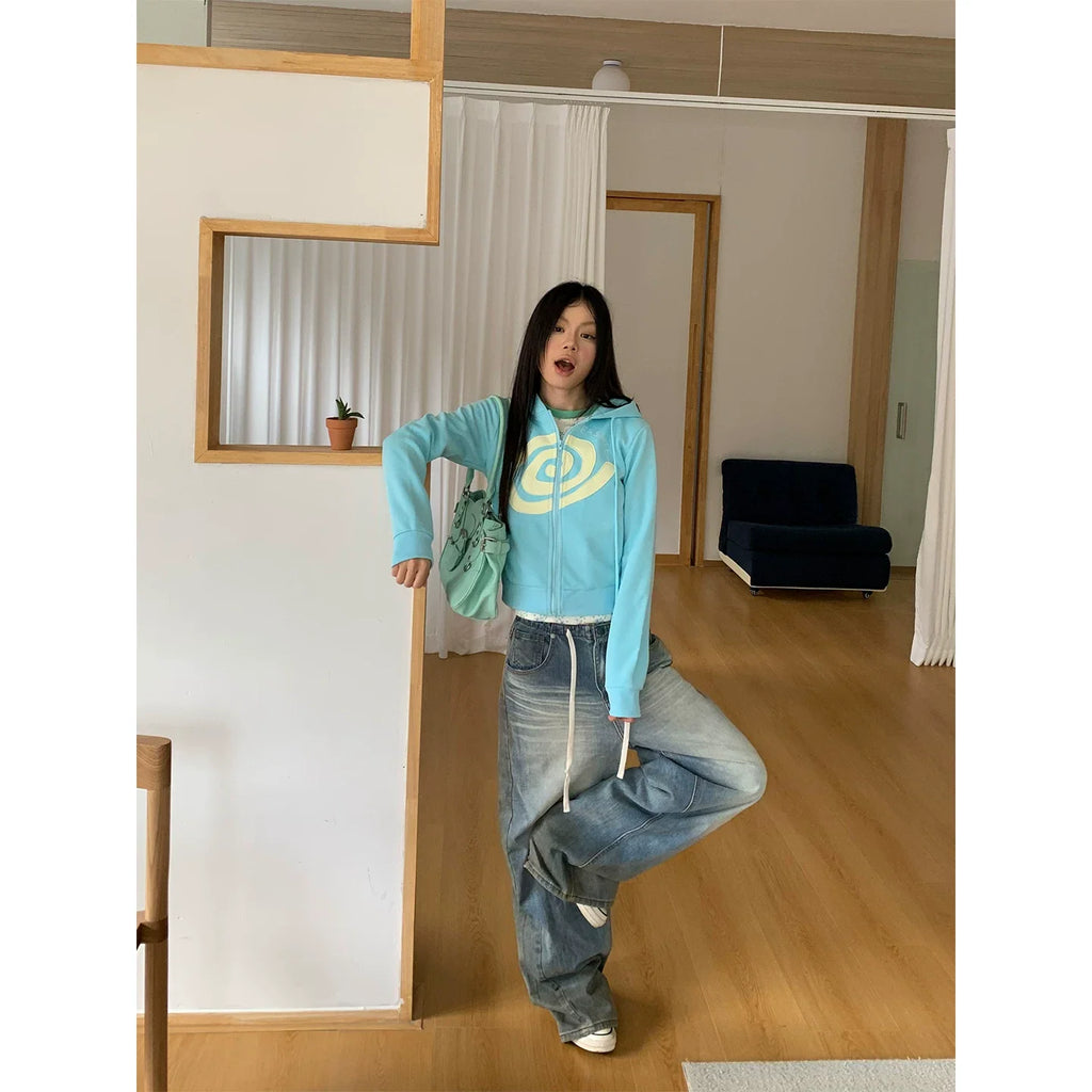 BADMUSE Swirl Patchwork Zip Hoodie