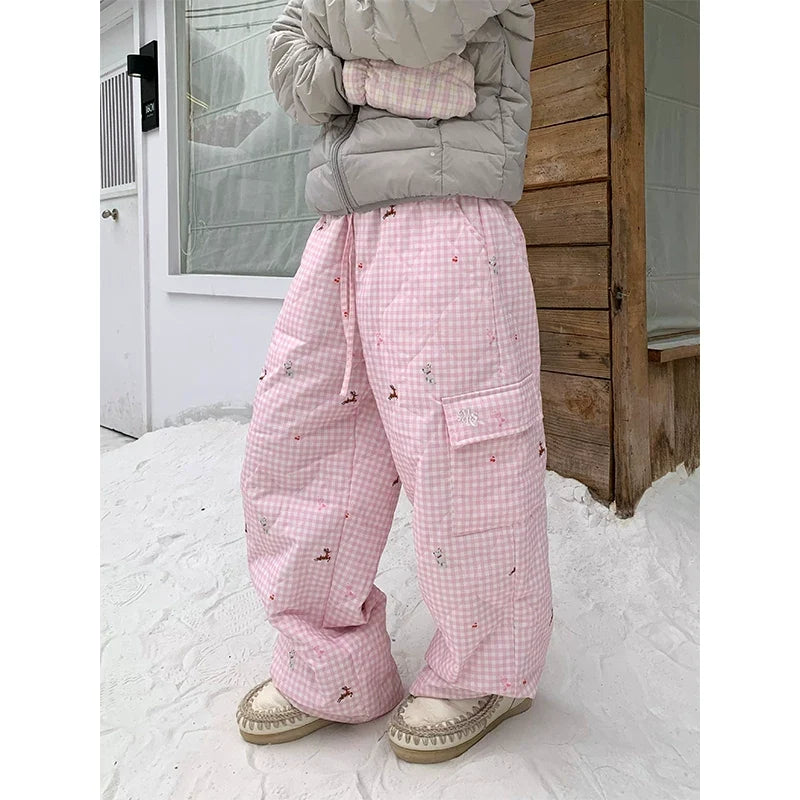 BADMUSE Retro Plaid Padded Pants