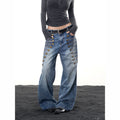BADMUSE Multi-Button Low Waist Wide Leg Jeans