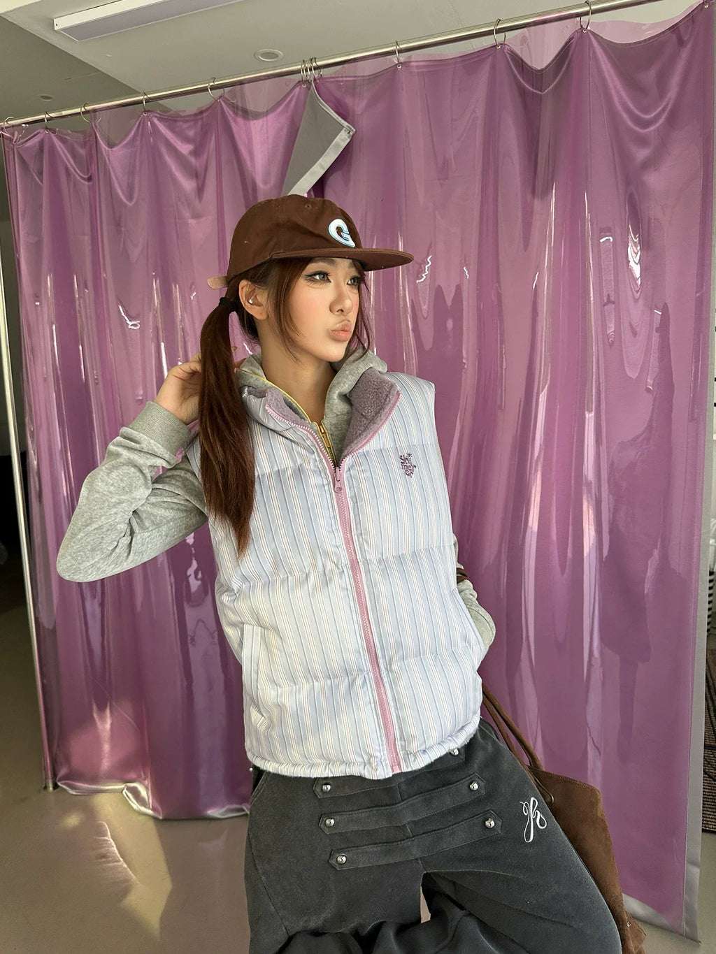 BADMUSE Reversible Plaid Puffer Vest