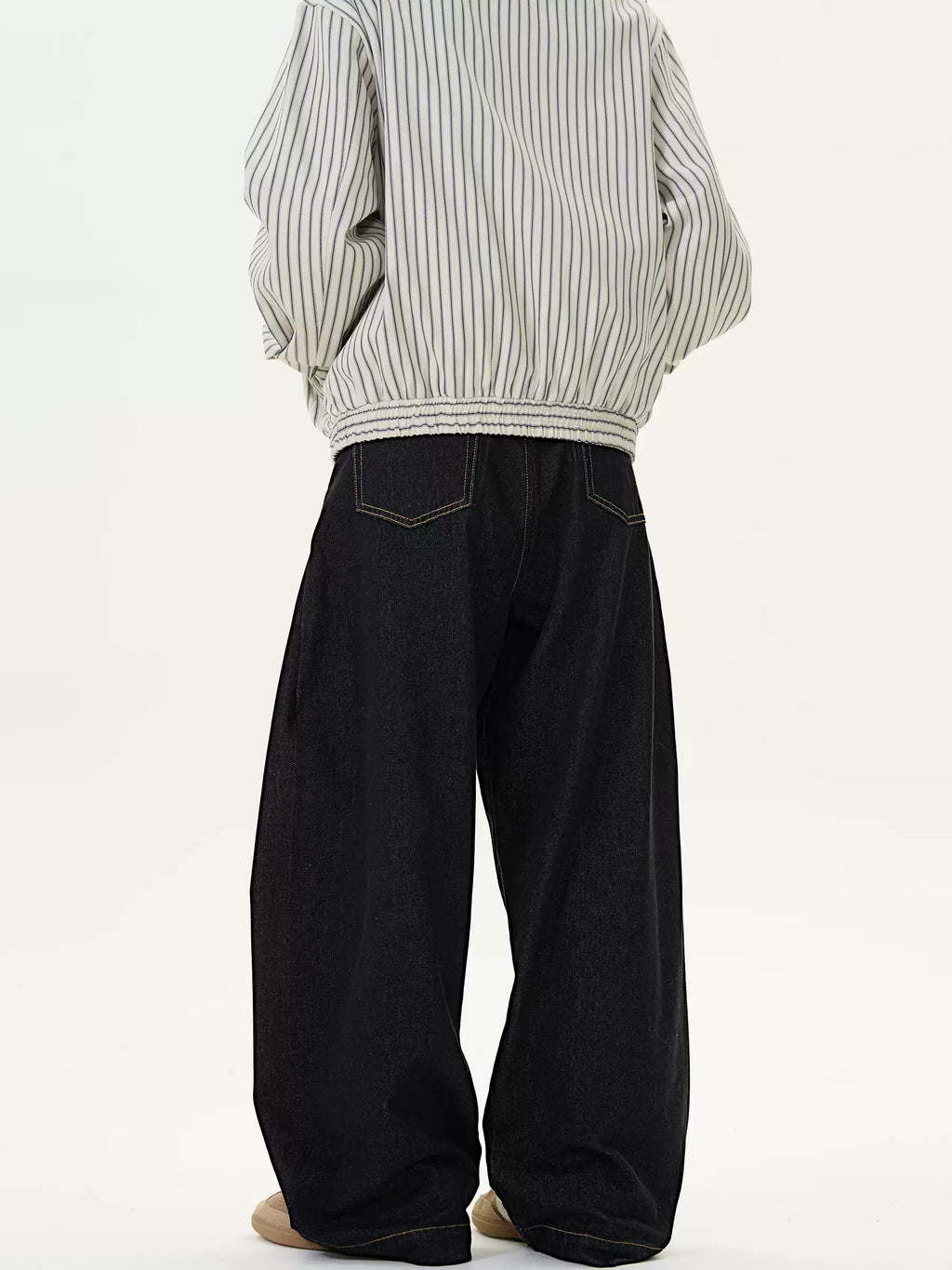 Retro Denim Black Wide-Leg Scimitar Jeans