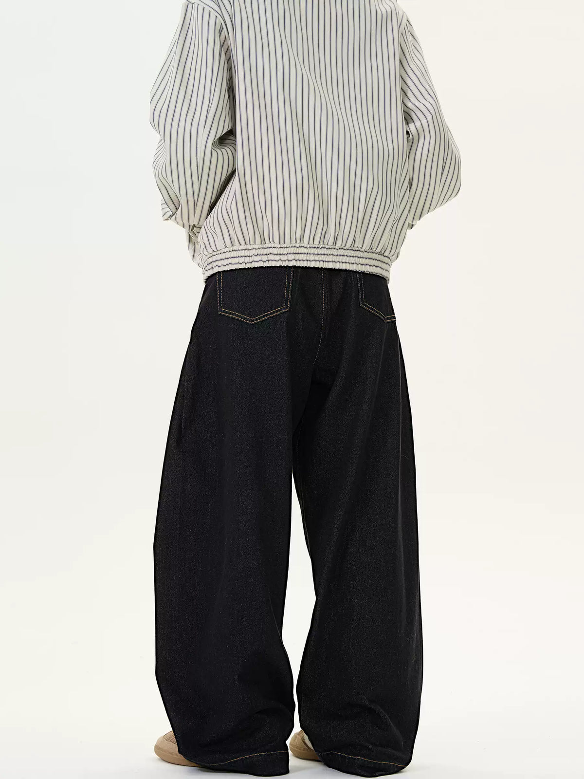 Retro Denim Black Wide-Leg Scimitar Jeans