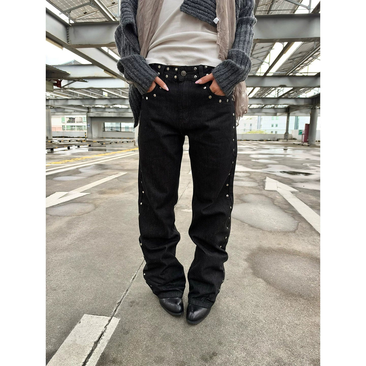 BADMUSE Leopard Star Embroidered Jeans