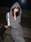 BADMUSE Studded Hooded Cardigan Sweatshirt Set